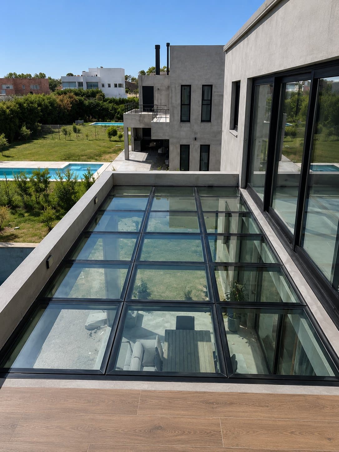 Colocación de panel de vidrio con ventosas en obra
